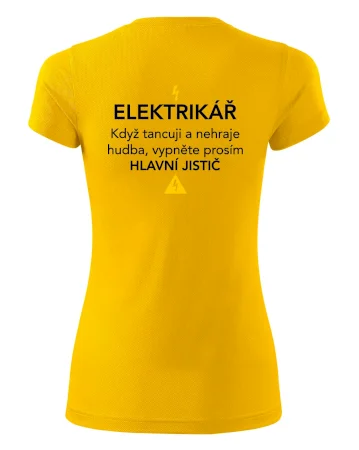 Elektrikář - hlavní jistič - Nápis na zádech