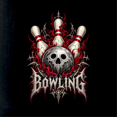 Bowling metalová lebka s plameny