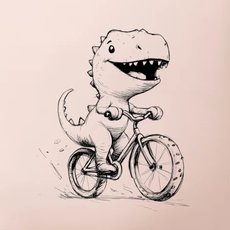 Roztomilý Dinosaurus na kole