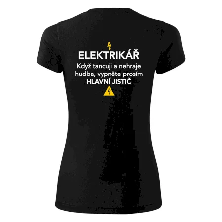 Elektrikář - hlavní jistič - Nápis na zádech