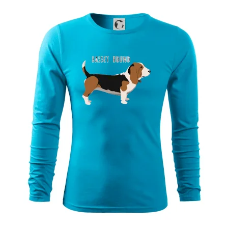 Basset hound pes s nápisem