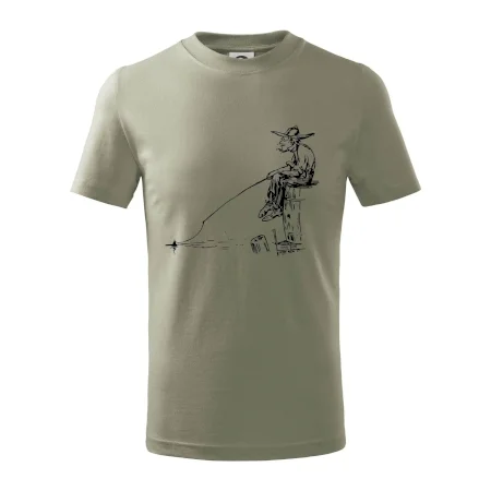 Kreslený rybář na pařezu