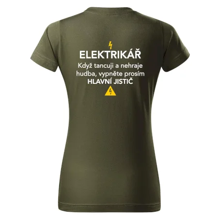 Elektrikář - hlavní jistič - Nápis na zádech