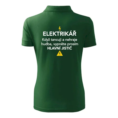 Elektrikář - hlavní jistič - Nápis na zádech