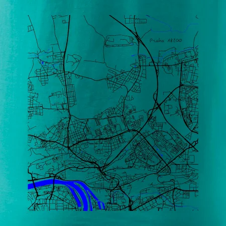Praha 18200 - Mapa s vodními toky