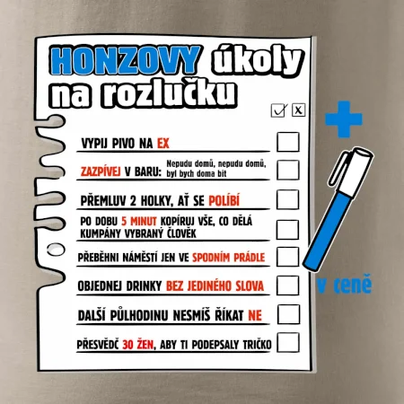 Triko na rozlučku s úkoly na zádech pro ženicha