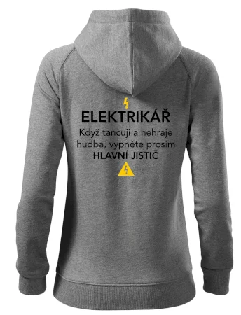 Elektrikář - hlavní jistič - Nápis na zádech