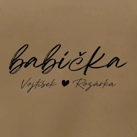 Babička Tričko se jmény dětí psací písmo