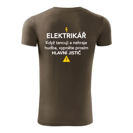 Elektrikář - hlavní jistič - Nápis na zádech