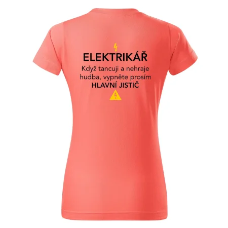 Elektrikář - hlavní jistič - Nápis na zádech