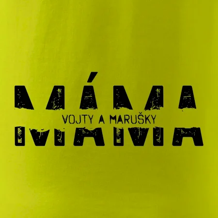 Černý nápis máma a jména dětí