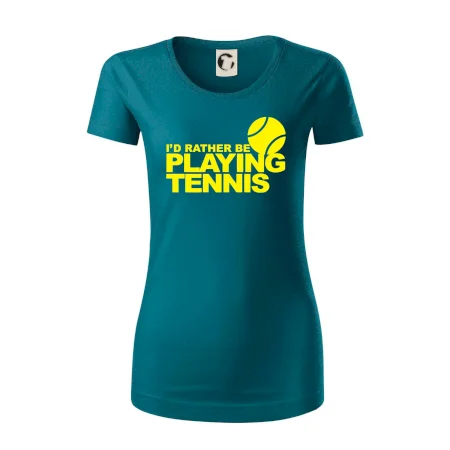 Playing tennis