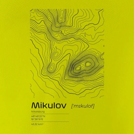 Mikulov - vrstevnice v obdélníku