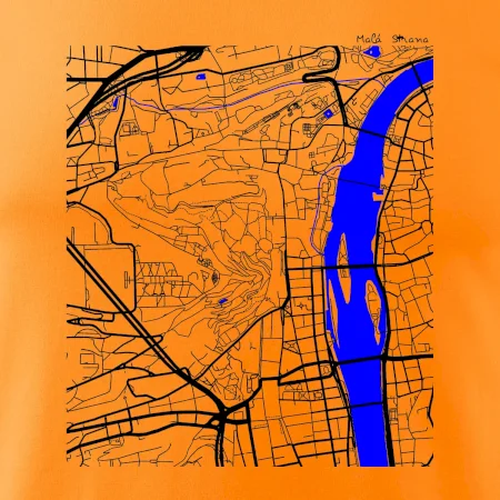 Praha Malá Strana - Mapa s vodními toky