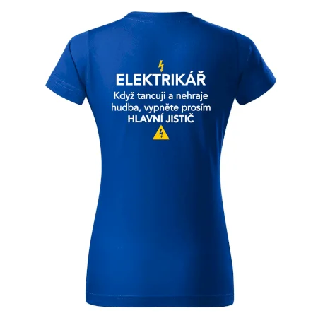Elektrikář - hlavní jistič - Nápis na zádech