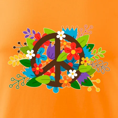 Peace symbol prorostlý květinami