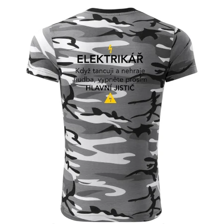 Elektrikář - hlavní jistič - Nápis na zádech