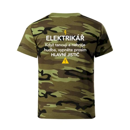 Elektrikář - hlavní jistič - Nápis na zádech