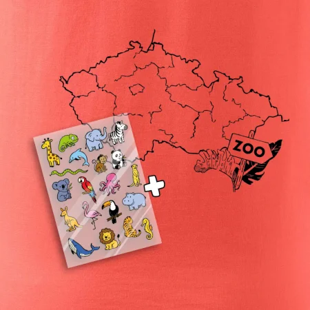 Tričko s mapou + ZOO nažehlovačky