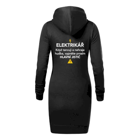 Elektrikář - hlavní jistič - Nápis na zádech