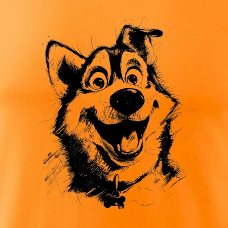 Černobílá karikatura husky