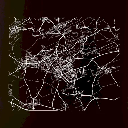 Černobílá mapa Kladno