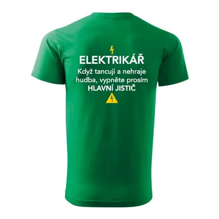 Elektrikář - hlavní jistič - Nápis na zádech