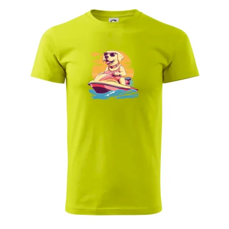 Zlatý retrívr na vodním skútru