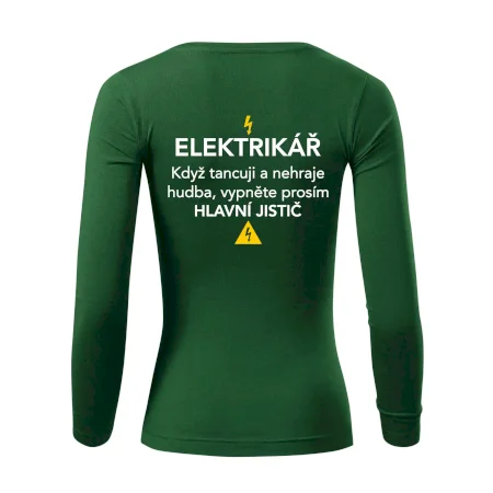 Elektrikář - hlavní jistič - Nápis na zádech