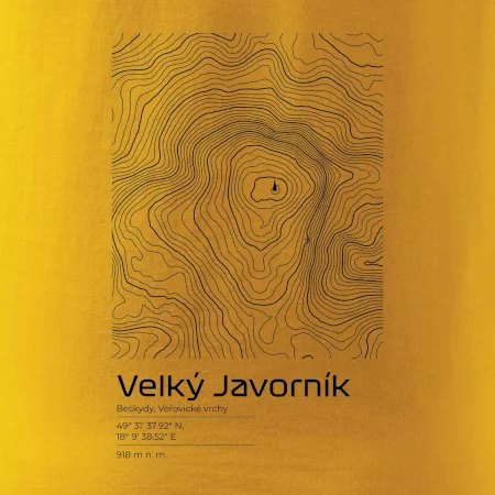 Velký Javorník - vrstevnice v obdélníku