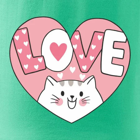 Kočka love - růžové srdce