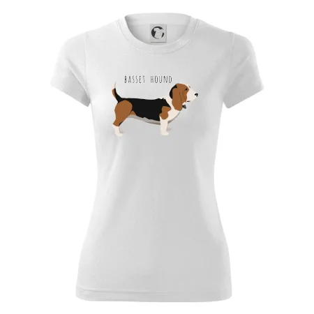Basset hound pes s nápisem