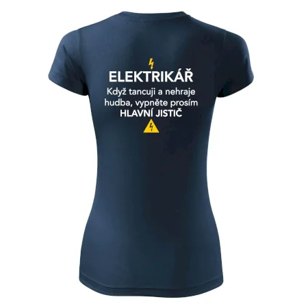 Elektrikář - hlavní jistič - Nápis na zádech