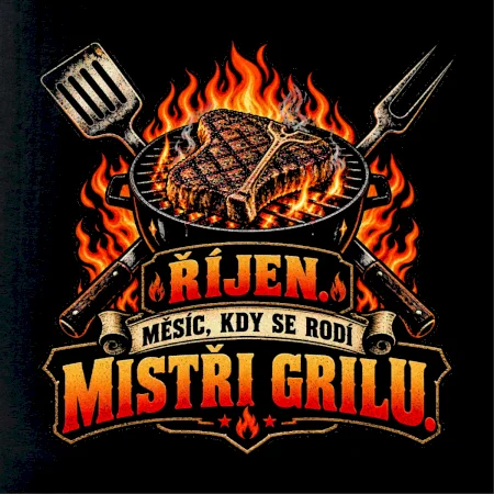 Říjnový mistr grilu se steakem a plameny