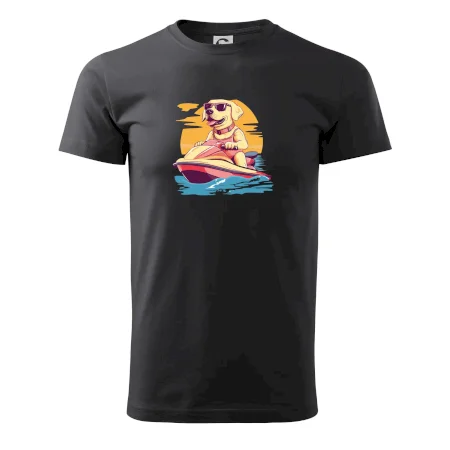 Zlatý retrívr na vodním skútru