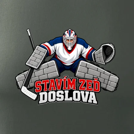 Hokejový brankář staví zeď