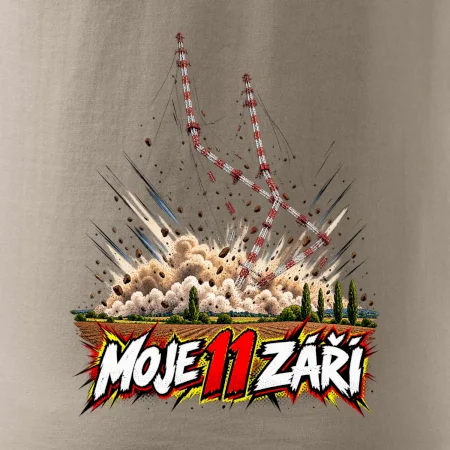 Liblice B pád vysílačů moje 11 září komiksový motiv