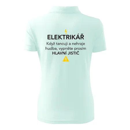 Elektrikář - hlavní jistič - Nápis na zádech