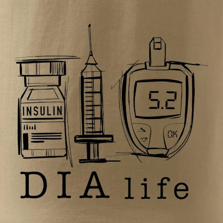 D I A life - kreslený insulin injekce a glukometr