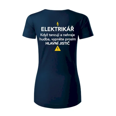 Elektrikář - hlavní jistič - Nápis na zádech