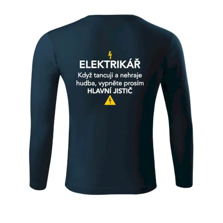 Elektrikář - hlavní jistič - Nápis na zádech
