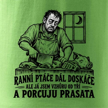 Řezník vzhůru od tří a porcuju prasata