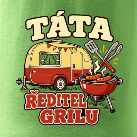 Táta ředitel grilu rodinné kempování s karavanem