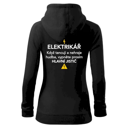 Elektrikář - hlavní jistič - Nápis na zádech