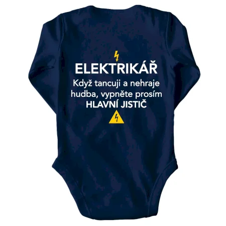 Elektrikář - hlavní jistič - Nápis na zádech