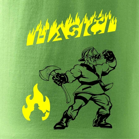 Hasič stojící - nápis hasiči - Velký nápis  na zádech