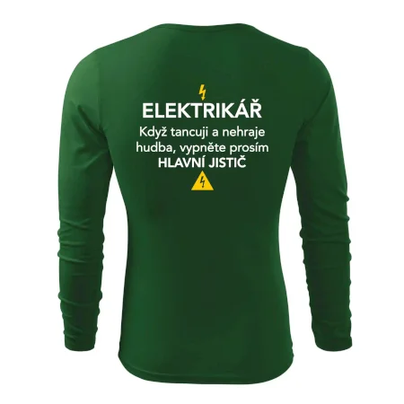 Elektrikář - hlavní jistič - Nápis na zádech