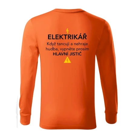 Elektrikář - hlavní jistič - Nápis na zádech