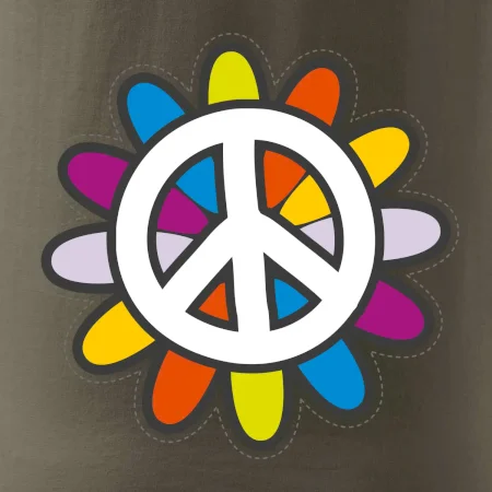 Peace symbol s kreslenou květinou