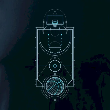 Technický nákres basketbalového hřiště